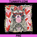 Vintage Leopard Funny PNG, Valentine Raccoon Lover Heart XOXO PNG
