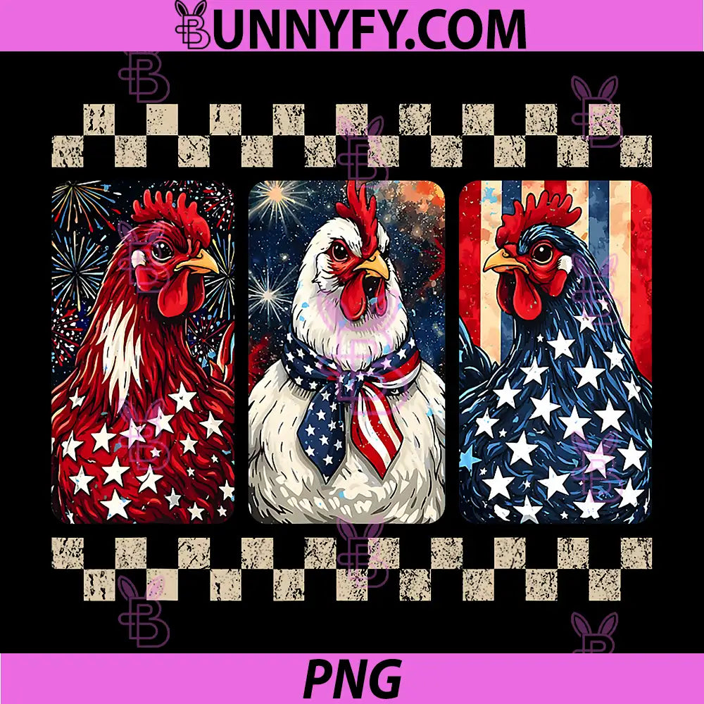 Vintage Patriotic Chicken 4th July PNG, Funny Patriotic Chicken PNG