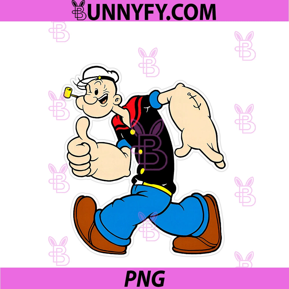 Vintage Pop Eye PNG, Cartoon Thumbs Up PNG