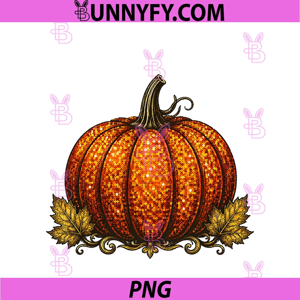 Vintage Pumpkin Autumn Sparkle PNG, For Thanksgiving Halloween PNG
