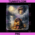 Vintage Punch Monkey Moon PNG, Funny 90s Animal Art PNG 