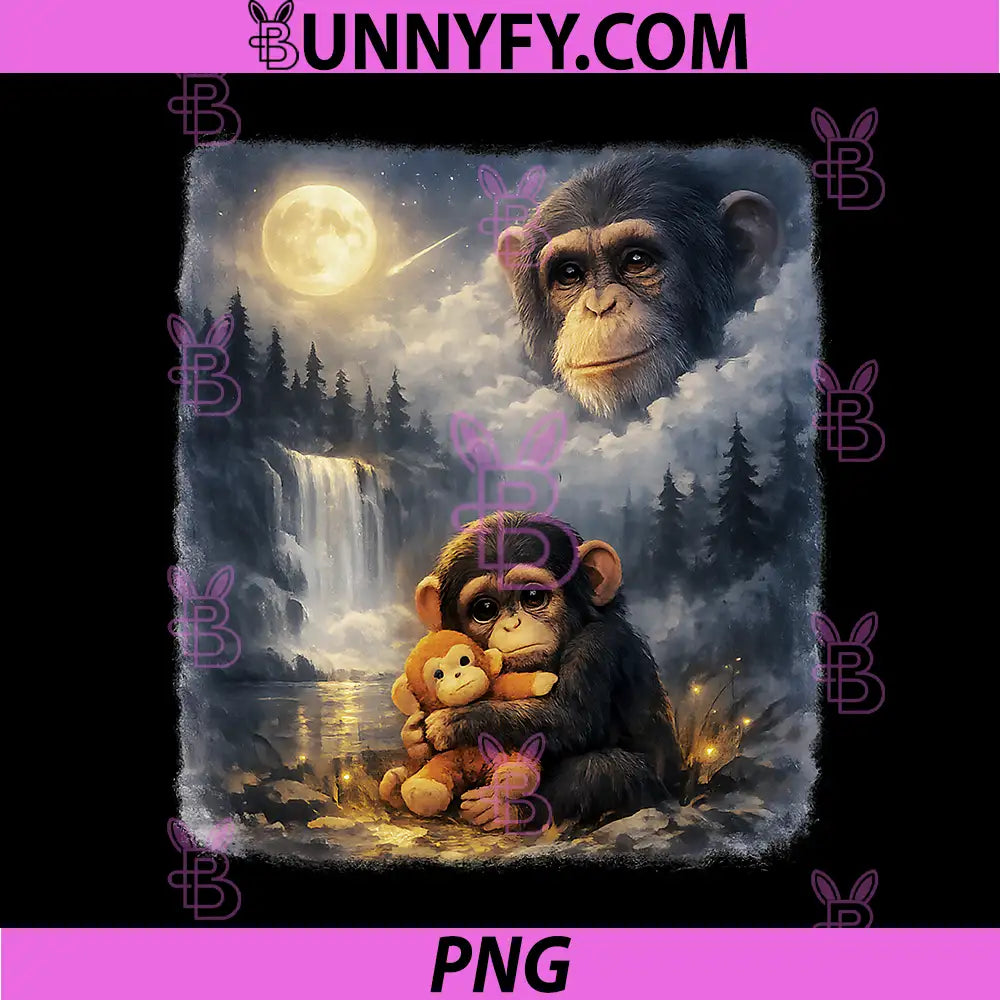Vintage Punch Monkey Moon PNG, Funny 90s Animal Art PNG 