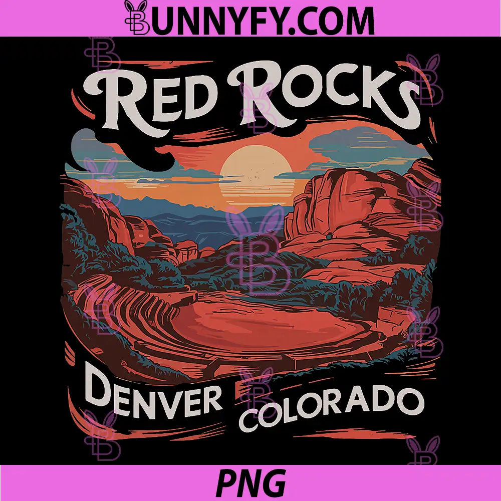 Red Rocks Denver Colorado PNG, Sunset Graphic PNG