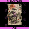 Vintage Samurai Crane Ronin PNG, Anime Ukiyo-e Graphic PNG