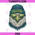 Seattle Cool Bird With Beanie PNG, Vintage Sunglasses Eagle Head Art PNG