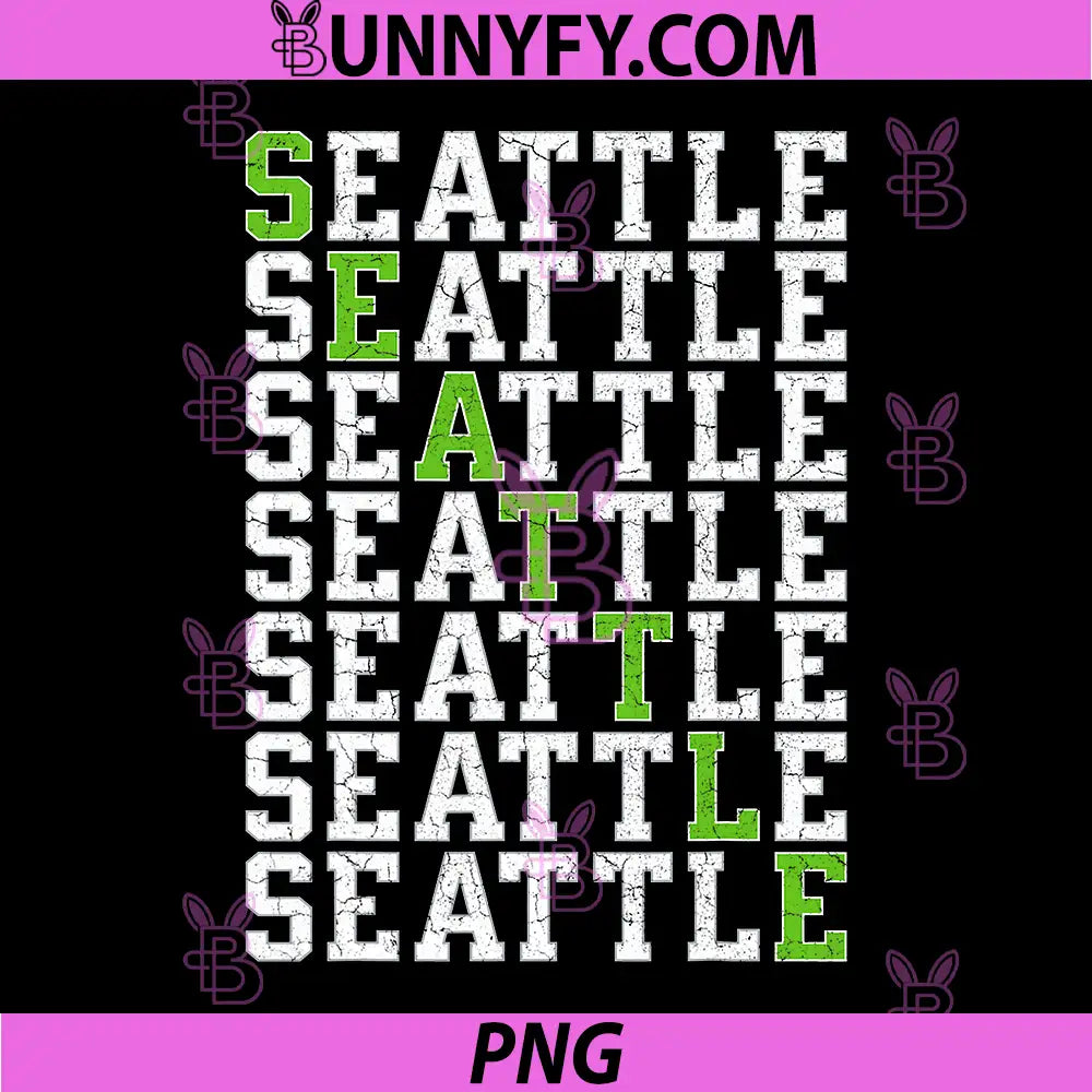 Seattle Vertical Text Vintage Sports Style Graphic PNG, Retro Seattle Letter Stack Design PNG