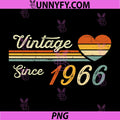 Vintage Since 1966 Birthday PNG, Retro Heart Born 1966 Design PNG
