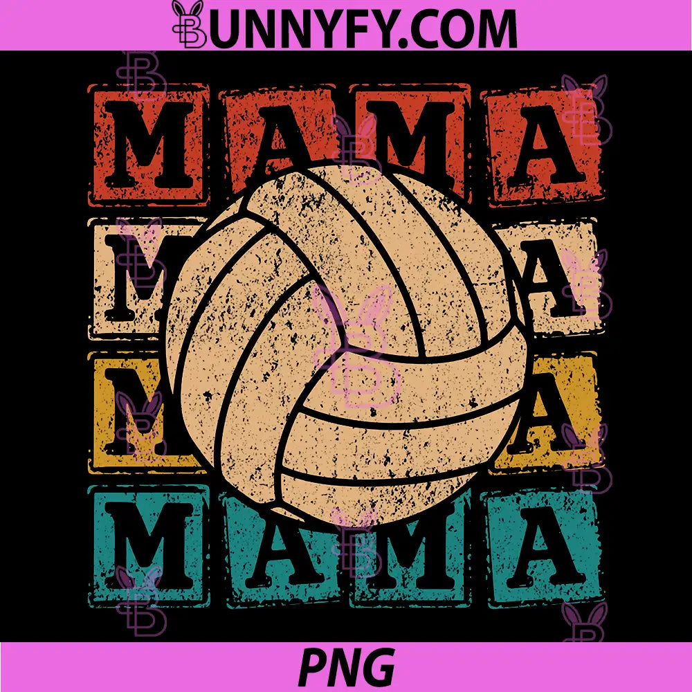 Vintage Sports Mom PNG, Designs Retro Volleyball Mama PNG