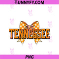 Vintage Tennessee PNG, Checkered Orange Coquette Bow Women Girls PNG