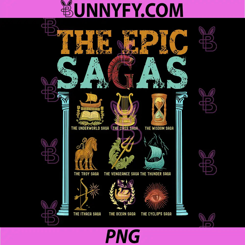 Vintage The Epic Saga PNG, Ithaca Odysseus Musical Wisdom Thunder PNG