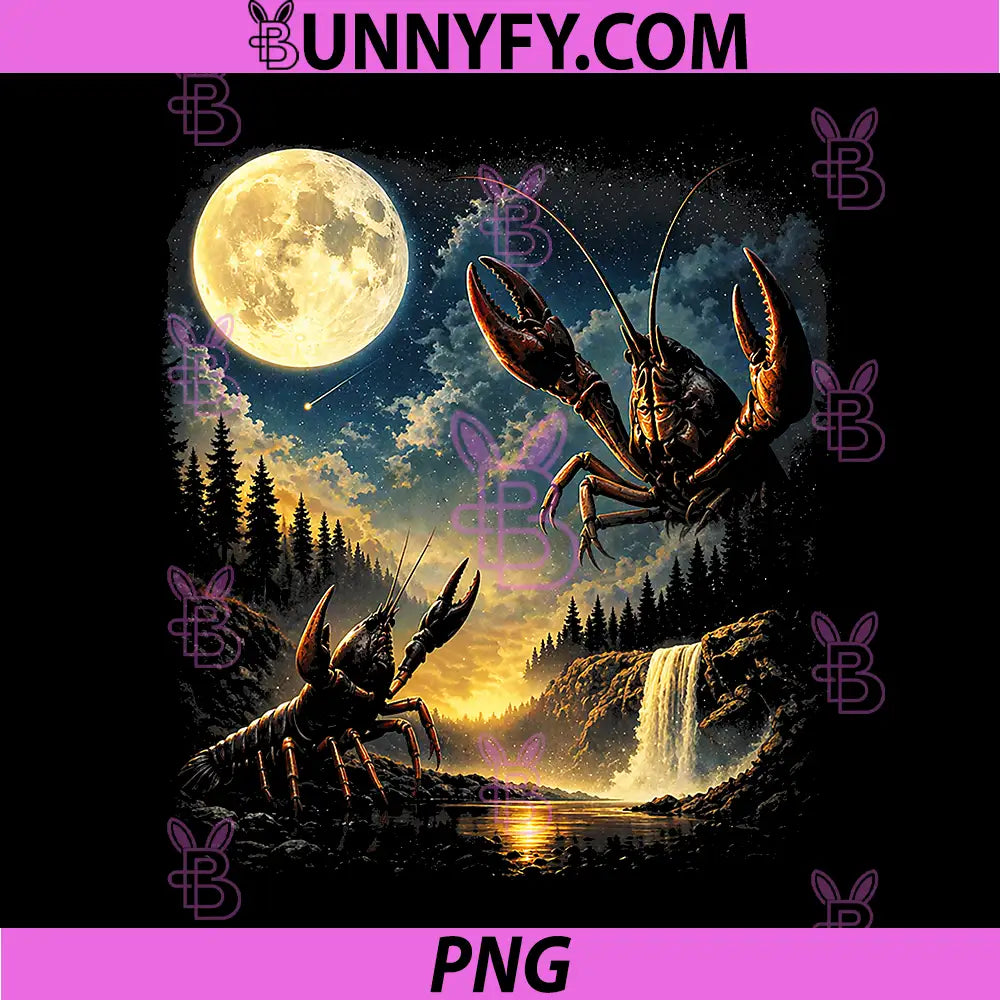 Vintage Three Crawfish Moon PNG, Crawfish Howling to The Moon PNG