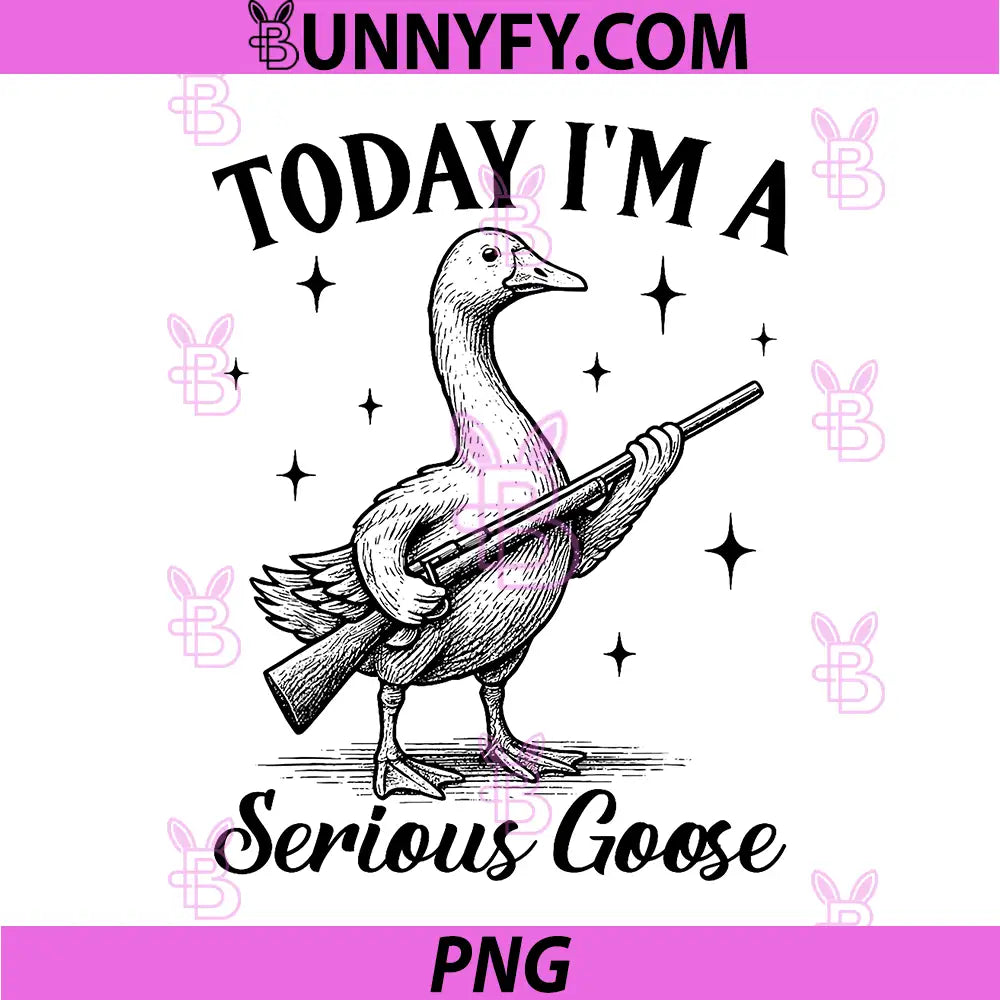 Today I'm A Serious Goose PNG, Funny Goose with Gun Meme PNG
