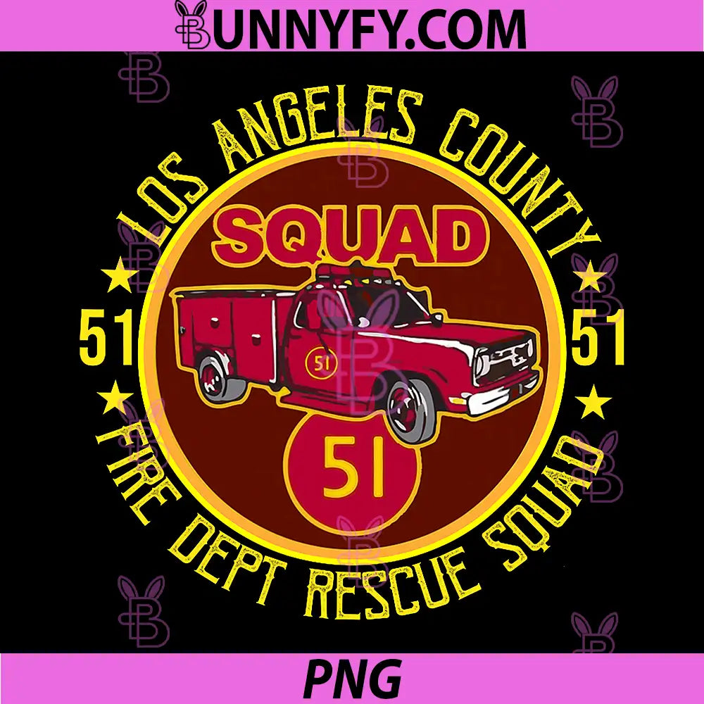 Vintage Truck Side 51 PNG, classic Emergency Squad 51 PNG