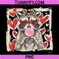 Vintage Valentine Cute Leopard Bow PNG, Raccoon Heart Love XOXO PNG