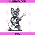Vintage Yorkie Rock Dog Playing Guitar PNG, Funny Music Art PNG