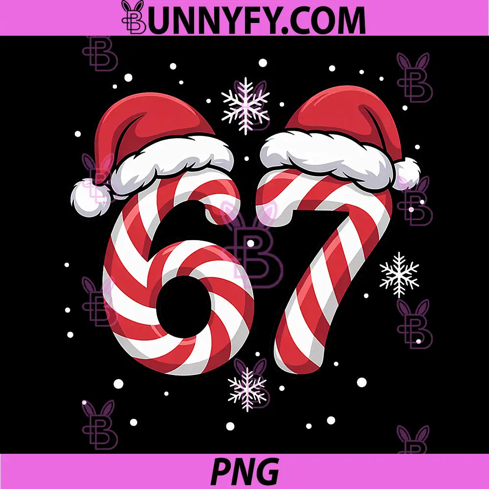 Viral 67 Candy Canes PNG, Santa Holiday Humor PNG