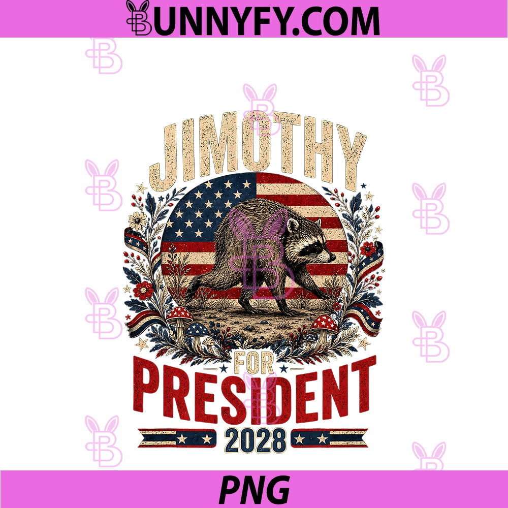 Viral Raccoon Timothy Jimothy For President 2028 PNG, Funny Meme PNG