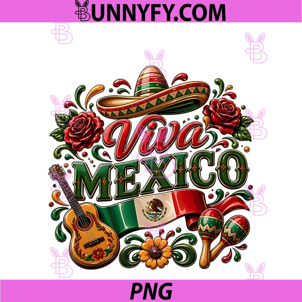 Viva Mexico Mexican Independence Day PNG, Sombrero Guitar PNG