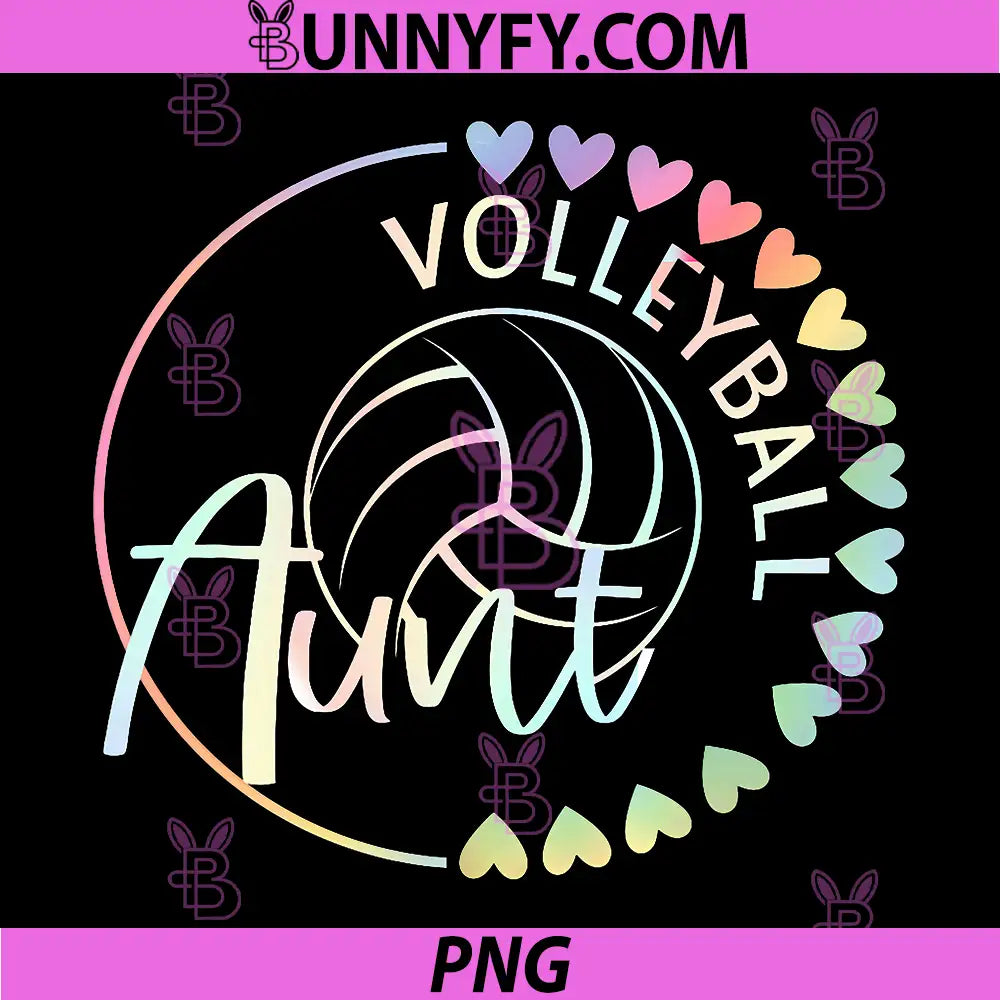 Volleyball Aunt Tie Dye Heart PNG, Cute Family Volleyball PNG