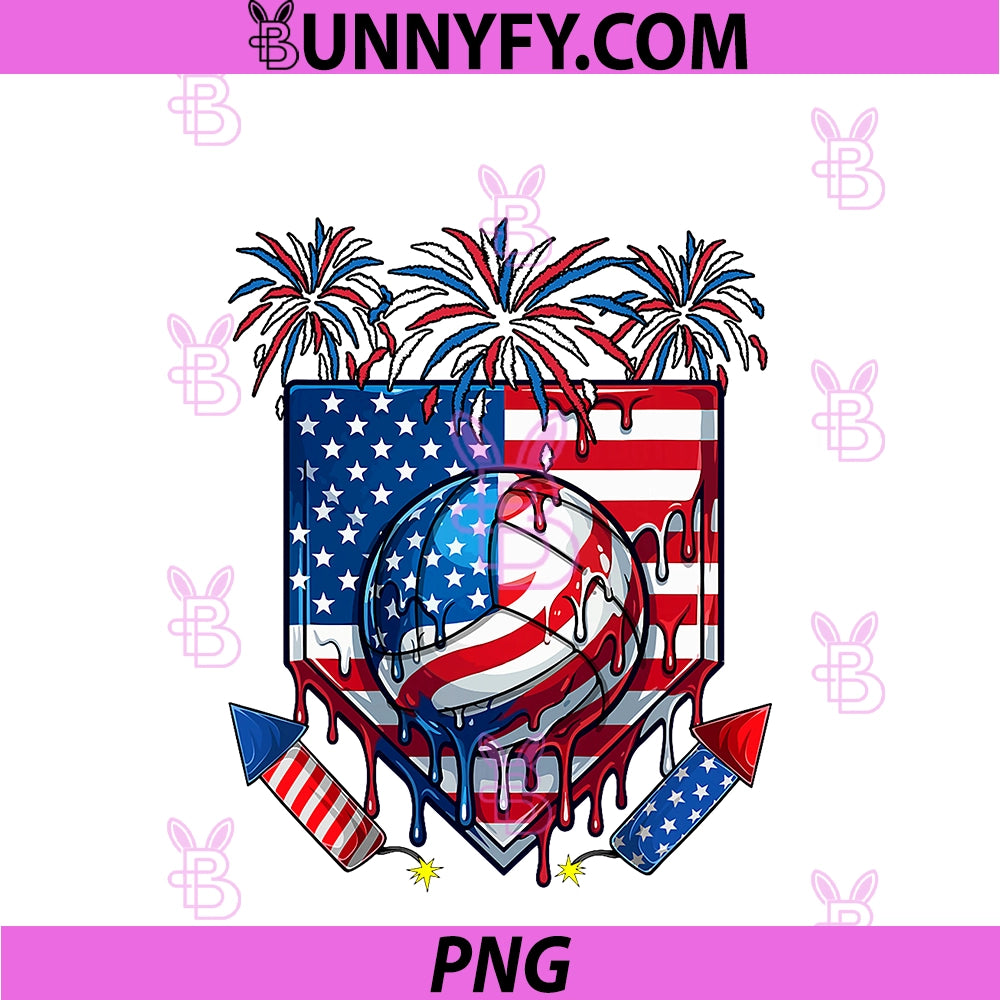 Volleyball Costume PNG, Dripped 4th Of July Matching Player Lover PNG