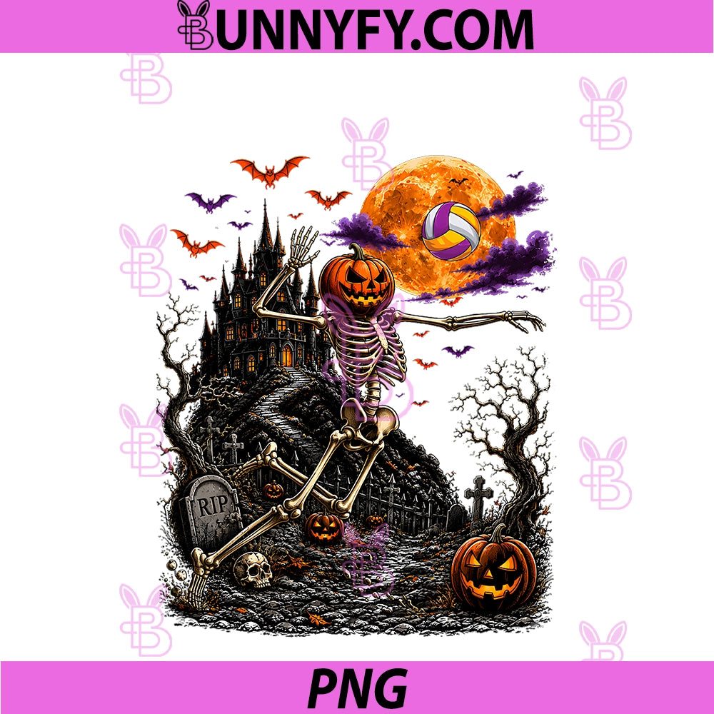 Volleyball Player PNG, Halloween Horror Skeleton Lover PNG