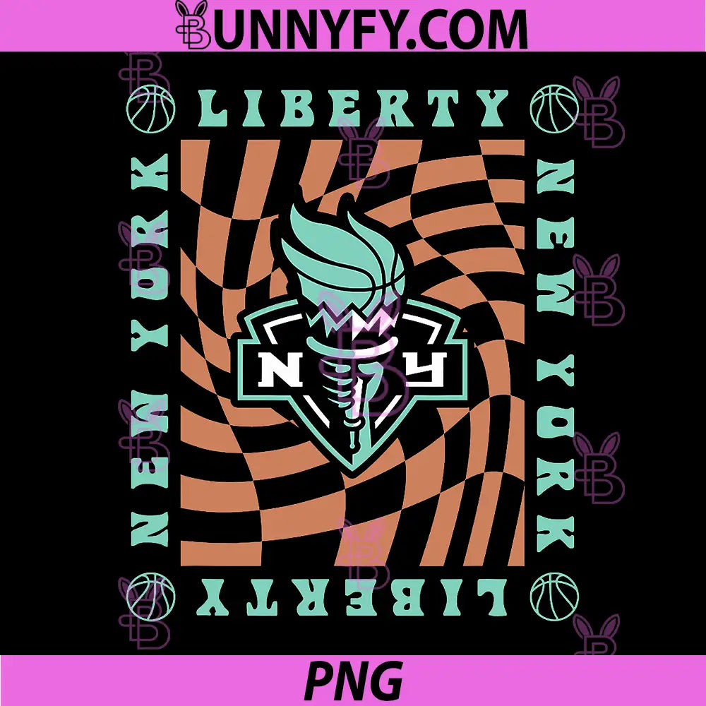 WNBA New York Liberty PNG, Retro Wavy Checkerboard PNG