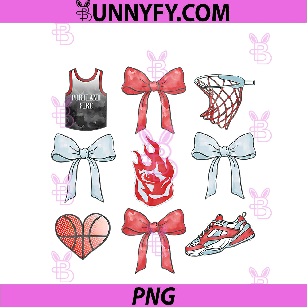 WNBA Portland Fire Logo PNG, Jersey And Coquette Bows Icons PNG