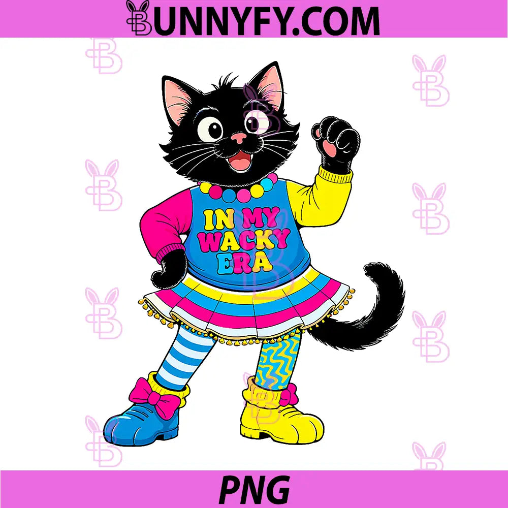 In My Wacky Era Cat PNG, Funny Colorful Cat Quote PNG