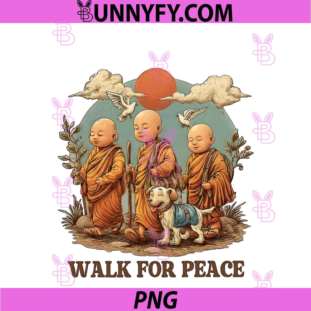 Walk For Peace Buddhist PNG, Monks Inspirational Journey PNG