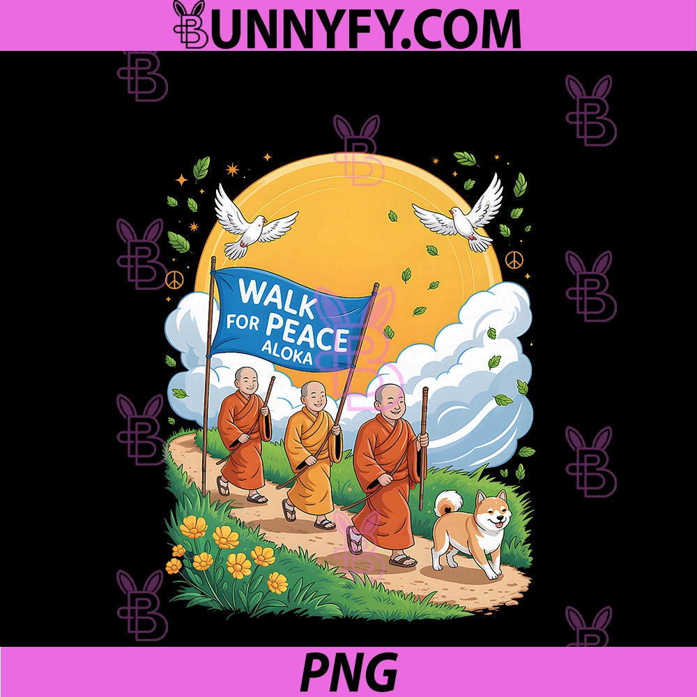 Walk For Peace Monks PNG, Aloka Dog Lovers Sunrise PNG