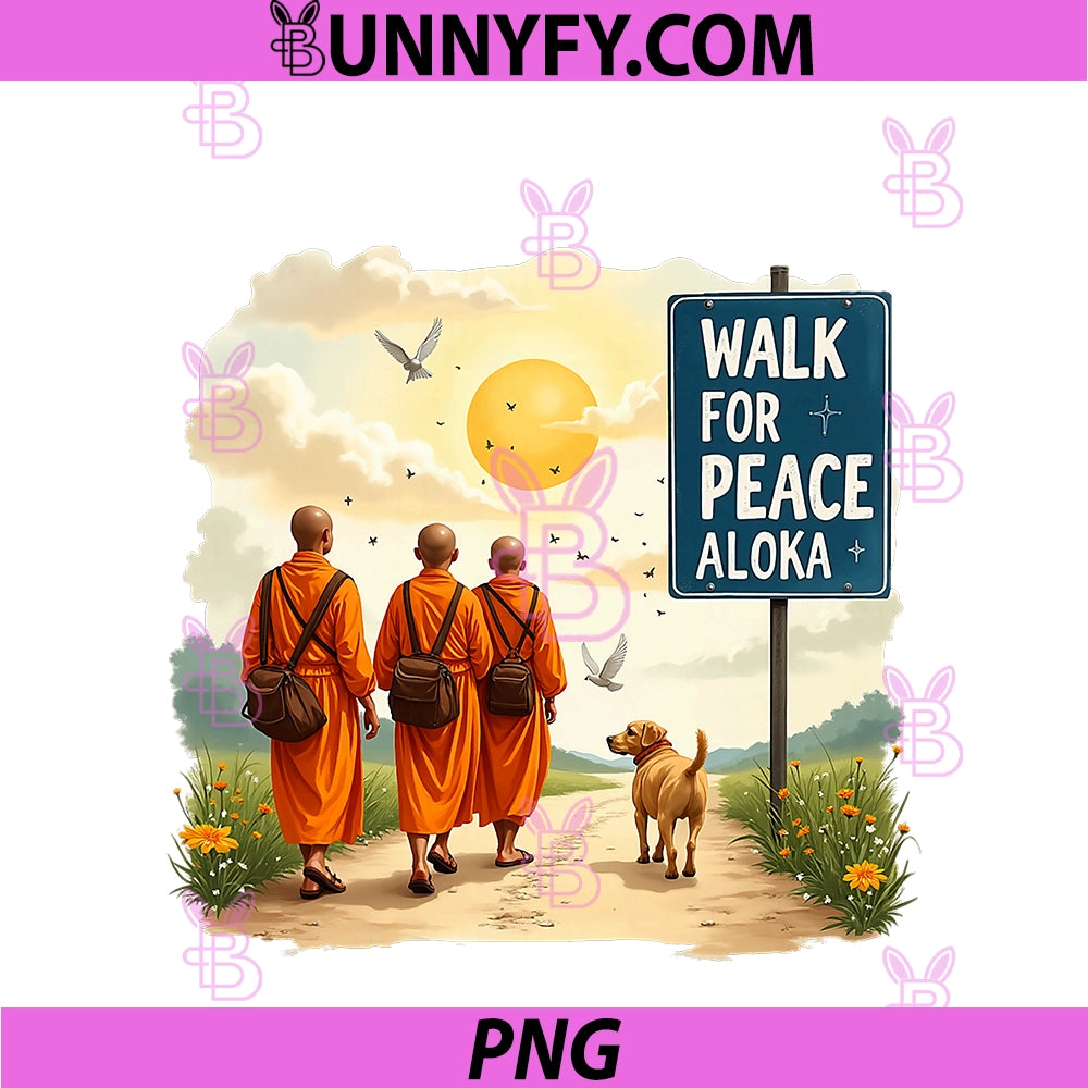 Walk For Peace Monks PNG, With Aloka Dog PNG