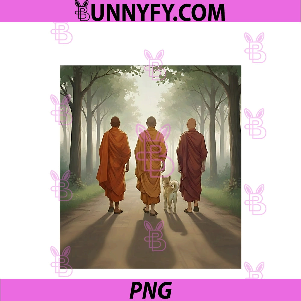 Walk For Peace Monks PNG, With Dog Buddhist Unity Compassion PNG
