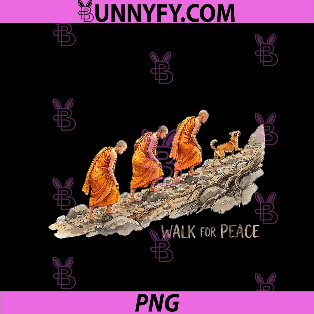 Walk For Peace PNG, Buddhist Monks Inspirational Journey PNG