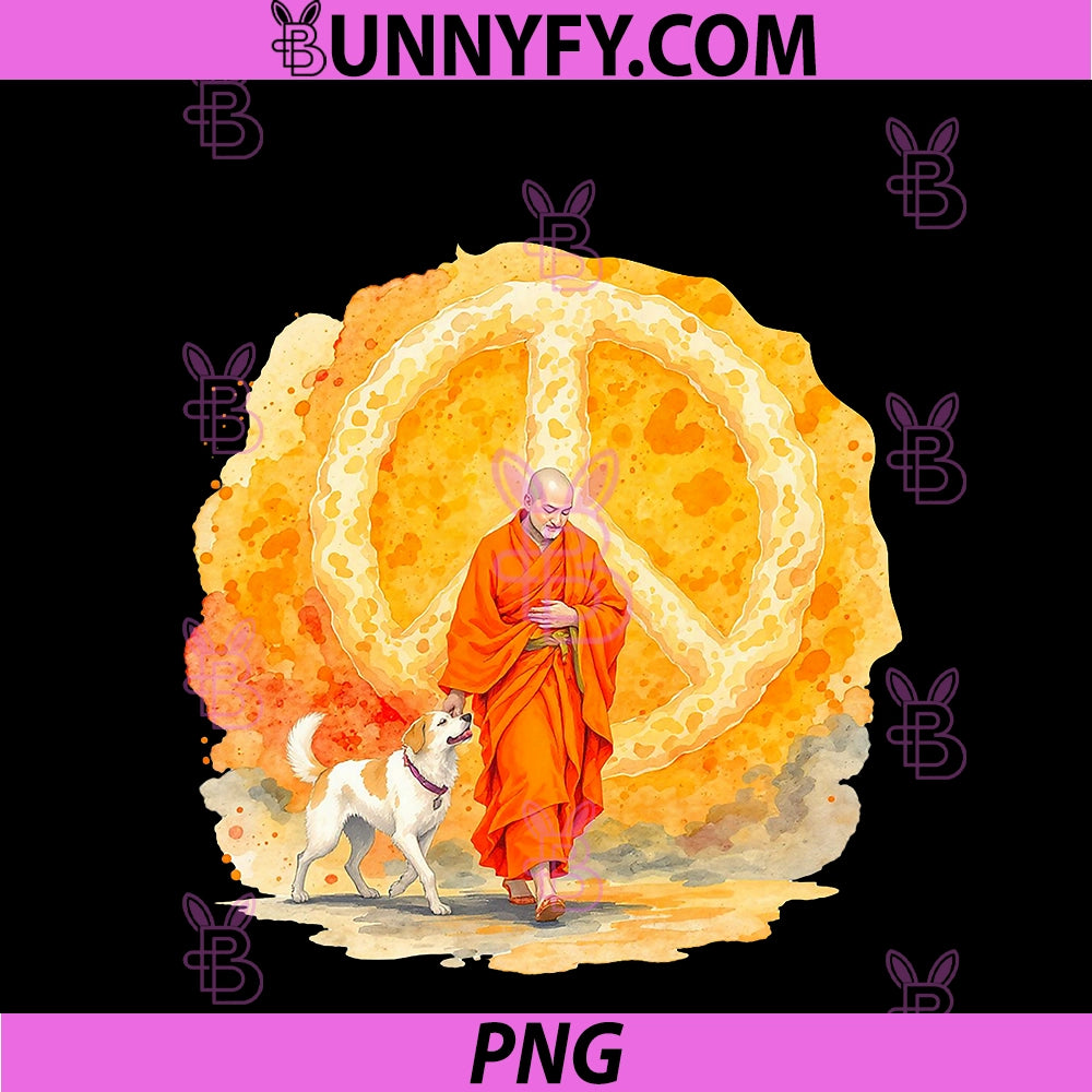 Walk For Peace PNG, Walking Monks Aloka Dog Buddhist Zen Art PNG