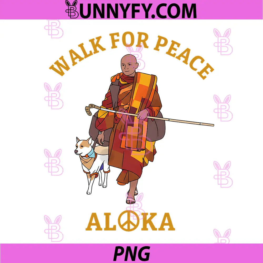 Walk for Peace PNG, Monks with Aloka Dog PNG