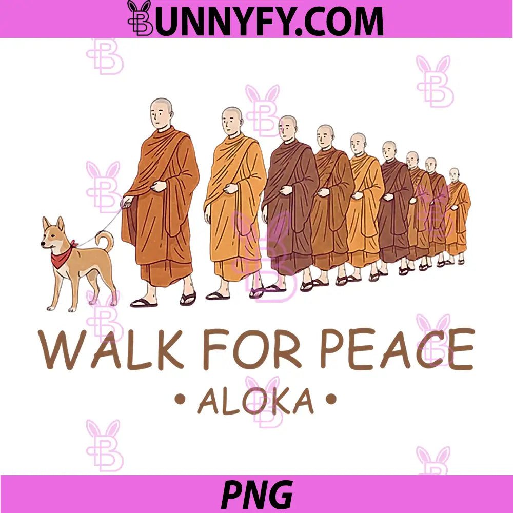 Walk for Peace PNG, Monks with Aloka Dog PNG