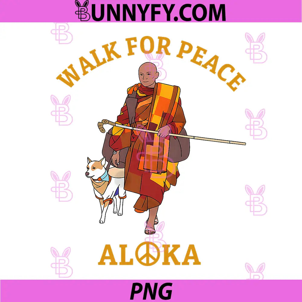 Walk For Peace Aloka Monk PNG, Buddhist Monk With Dog Art PNG