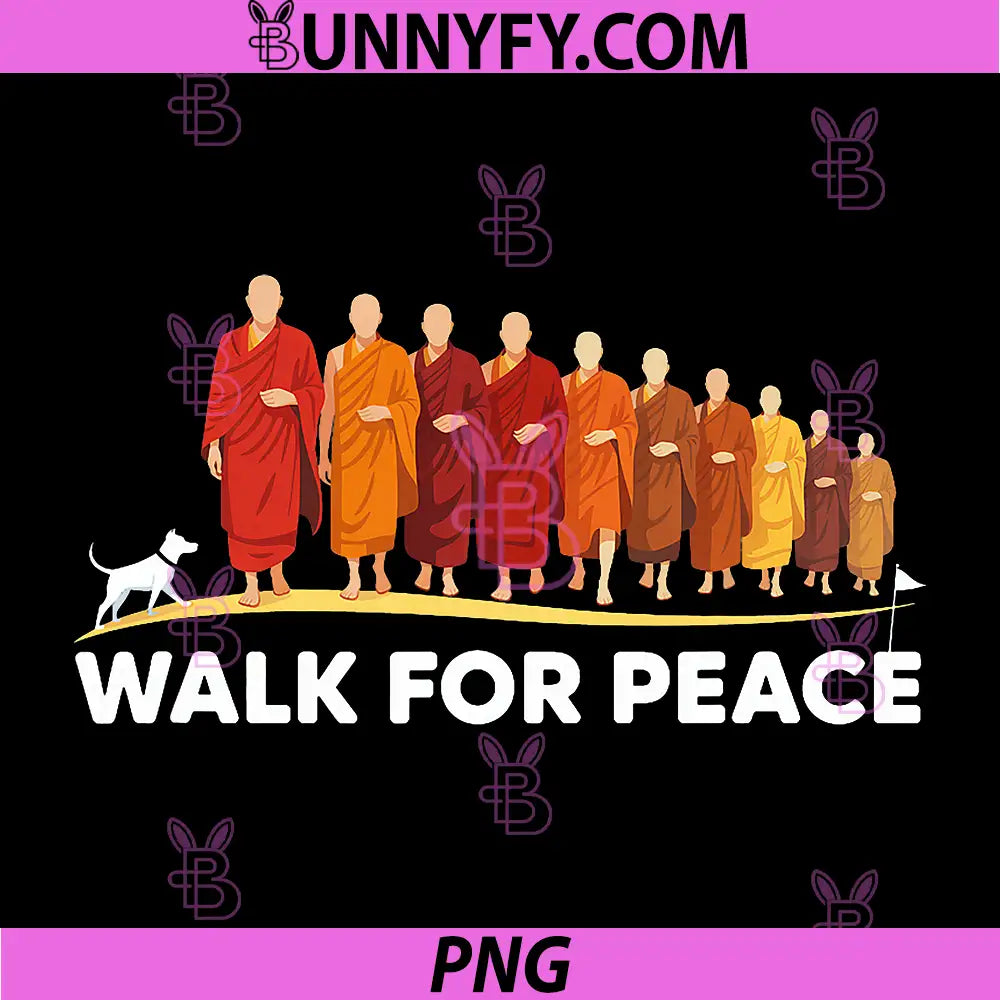 Walk for Peace PNG, Monks with Aloka Dog PNG