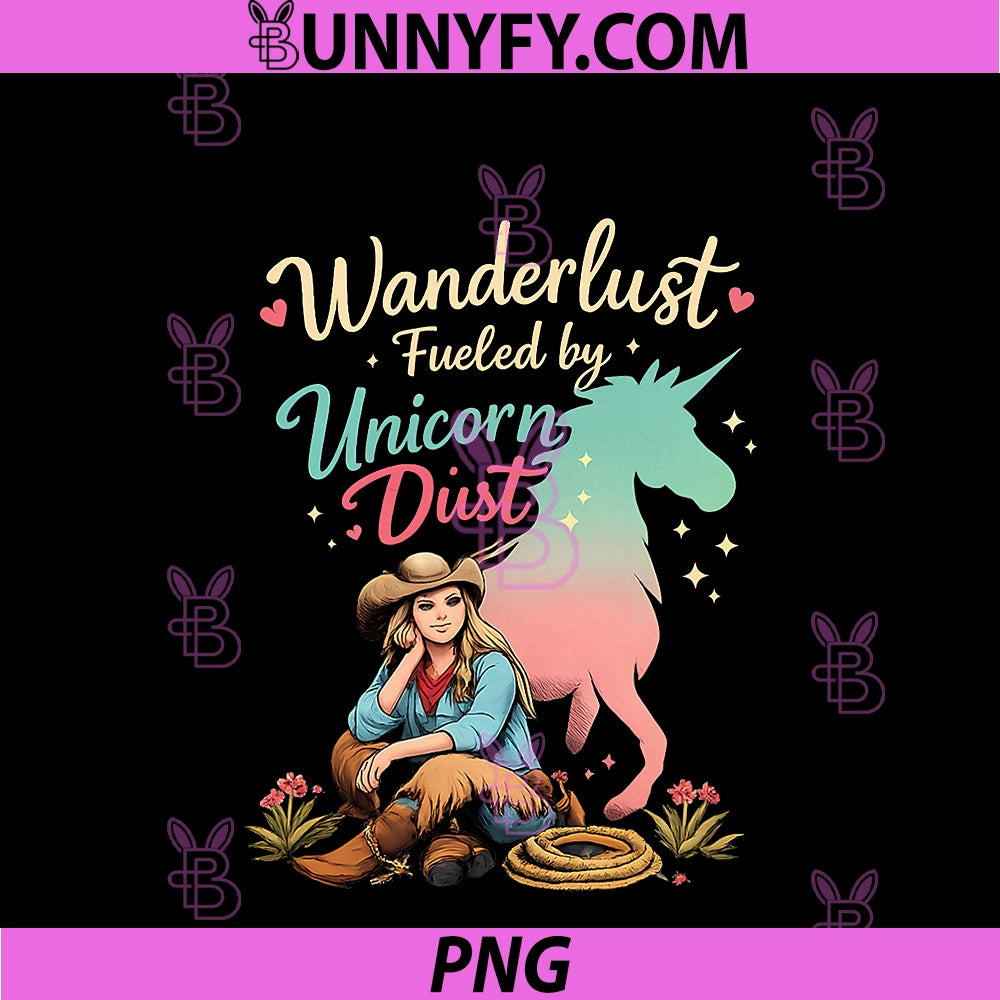 Wanderlust Fueled By Unicorn Dust PNG, Cowgirl Art PNG