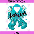 Warrior Boxing PNG, Gloves Teal Ribbon PNG, Cervical Cancer Awareness PNG