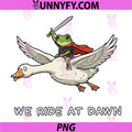 We Ride at Dawn PNG, Medieval Grumpy Frog Goose Meme PNG