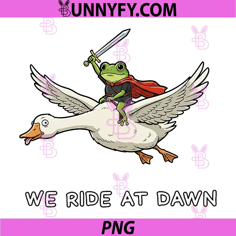 We Ride at Dawn PNG, Medieval Grumpy Frog Goose Meme PNG