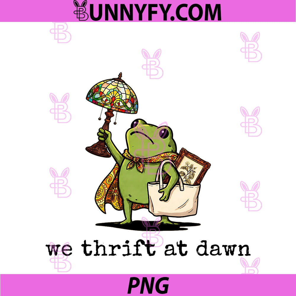 We Thrift At Dawn PNG,  Thrifting Frog Lover Graphic Collector PNG