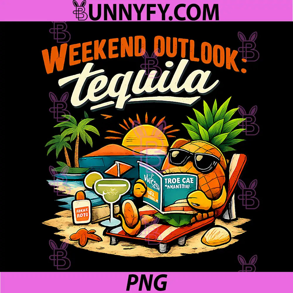 Weekend Outlook Tequila PNG, Party Crew Pineapple Vacation PNG