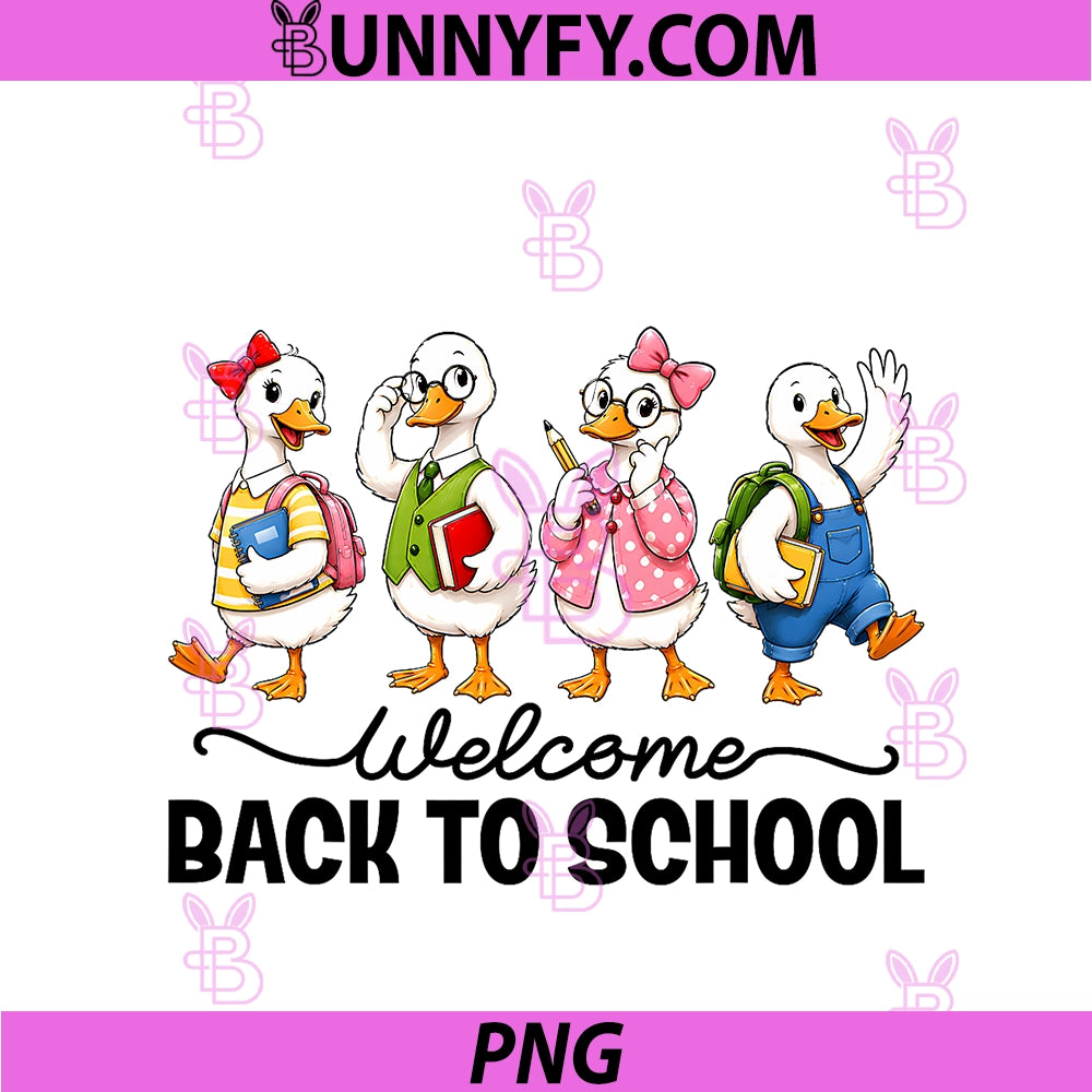 Welcome Back To School PNG, Goose Teachers Students First Day PNG