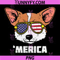 Welsh Corgi Merica American USA Flag PNG, 4th of July Fourth Dogt PNG