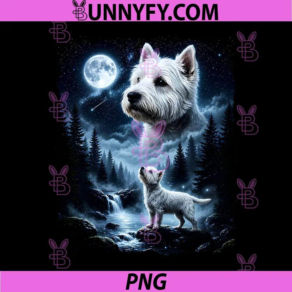West Highland White Terrier PNG, Howling At The Moon PNG