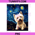 West Highland White Terrier Starry PNG, Night Van Gogh Performance PNG