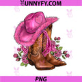 Western Country Pink PNG, Cowboy Boots Cowgirl Hat And Roses PNG