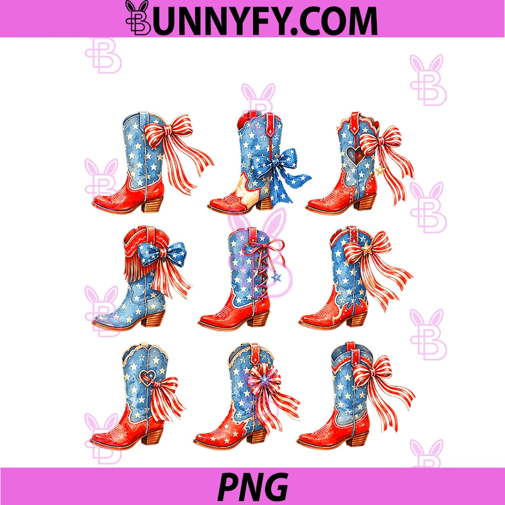 Western Cowboy Boots Cowgirl USA PNG, American Flag 4th Of July PNG